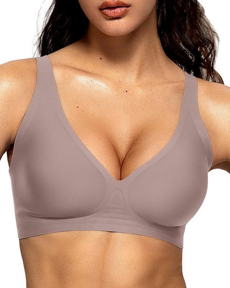 Sujetador Ajustable Sin Aros con Efecto Push-up y Escote Profundo para Mujeres