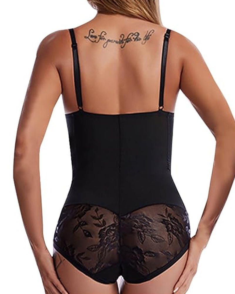 Top sin mangas para mujer con control abdominal y detalles de encaje en la cadera