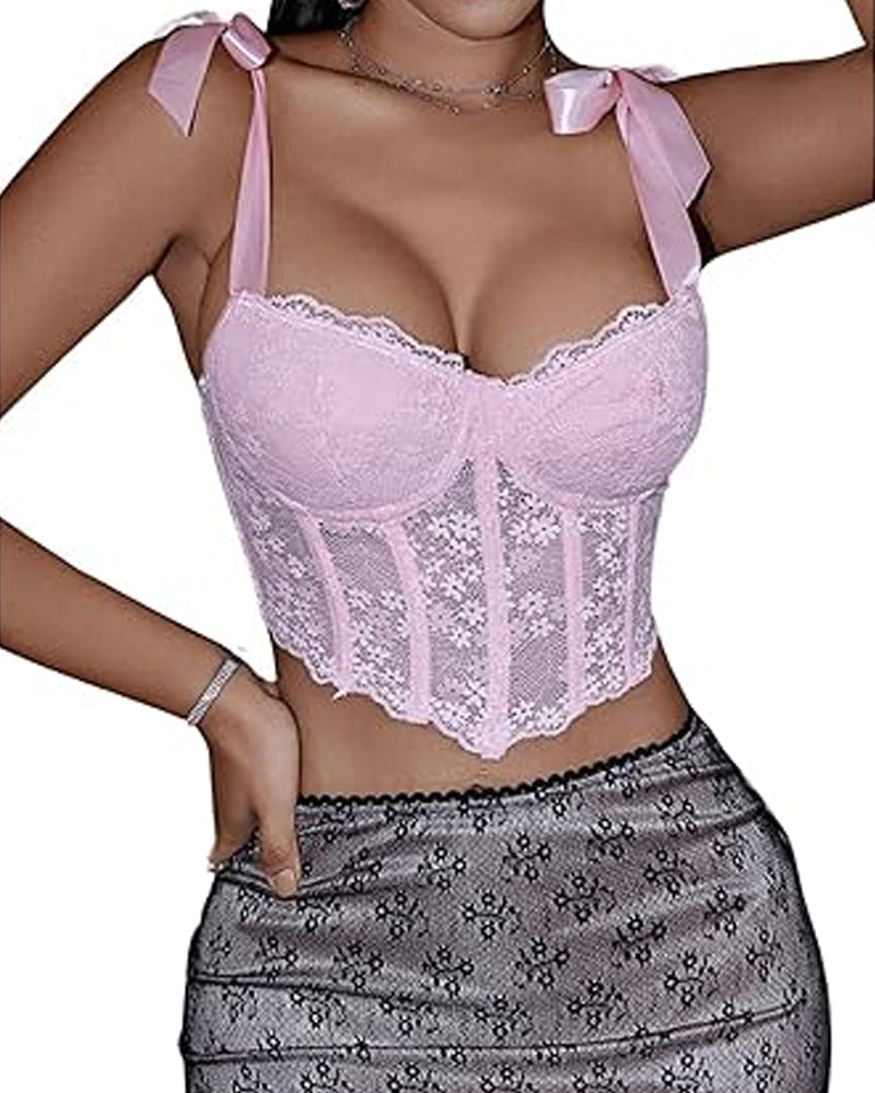 Elegante Tubo Floral de Encaje Sexy para Damas