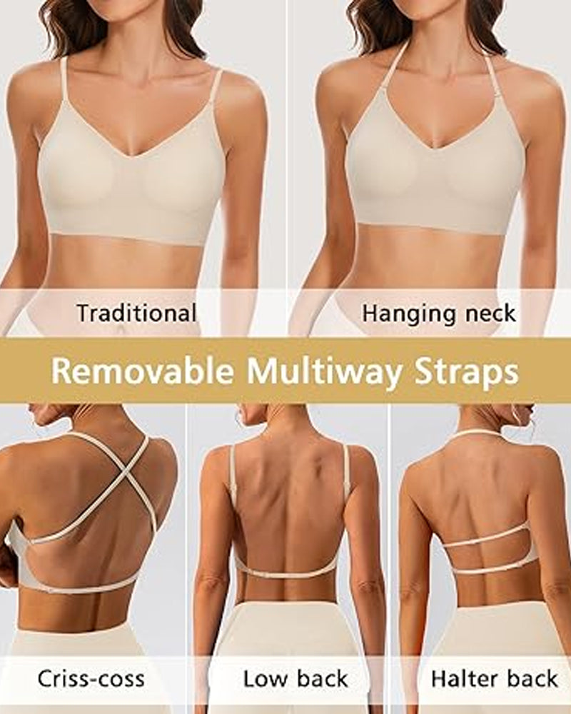 Sujetador Halter Lifting Sin Costuras de Espalda Baja para Mujeres, con Tirantes Spaghetti y Diseño Convertible