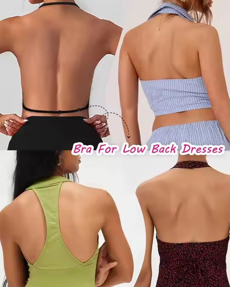 Sujetador Halter Lifting Sin Costuras de Espalda Baja para Mujeres, con Tirantes Spaghetti y Diseño Convertible