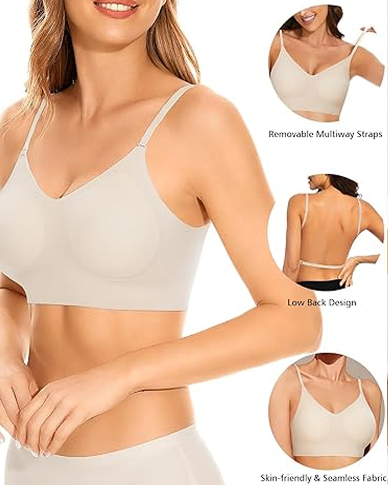 Sujetador Halter Lifting Sin Costuras de Espalda Baja para Mujeres, con Tirantes Spaghetti y Diseño Convertible