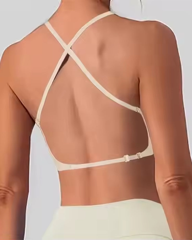 Sujetador Halter Lifting Sin Costuras de Espalda Baja para Mujeres, con Tirantes Spaghetti y Diseño Convertible