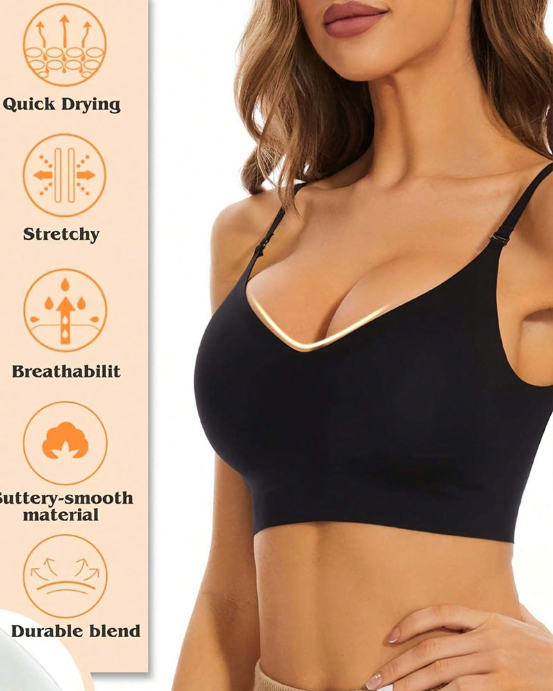 Sujetador Halter Lifting Sin Costuras de Espalda Baja para Mujeres, con Tirantes Spaghetti y Diseño Convertible
