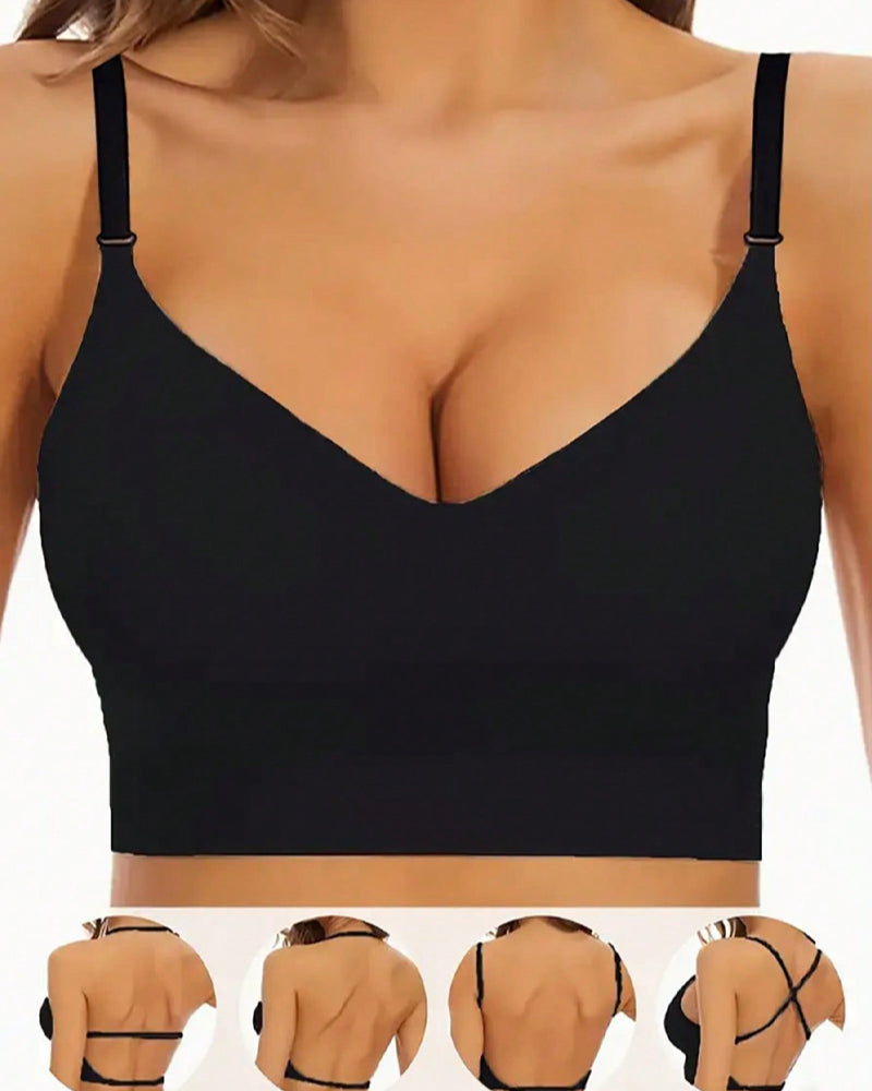 Sujetador Halter Lifting Sin Costuras de Espalda Baja para Mujeres, con Tirantes Spaghetti y Diseño Convertible