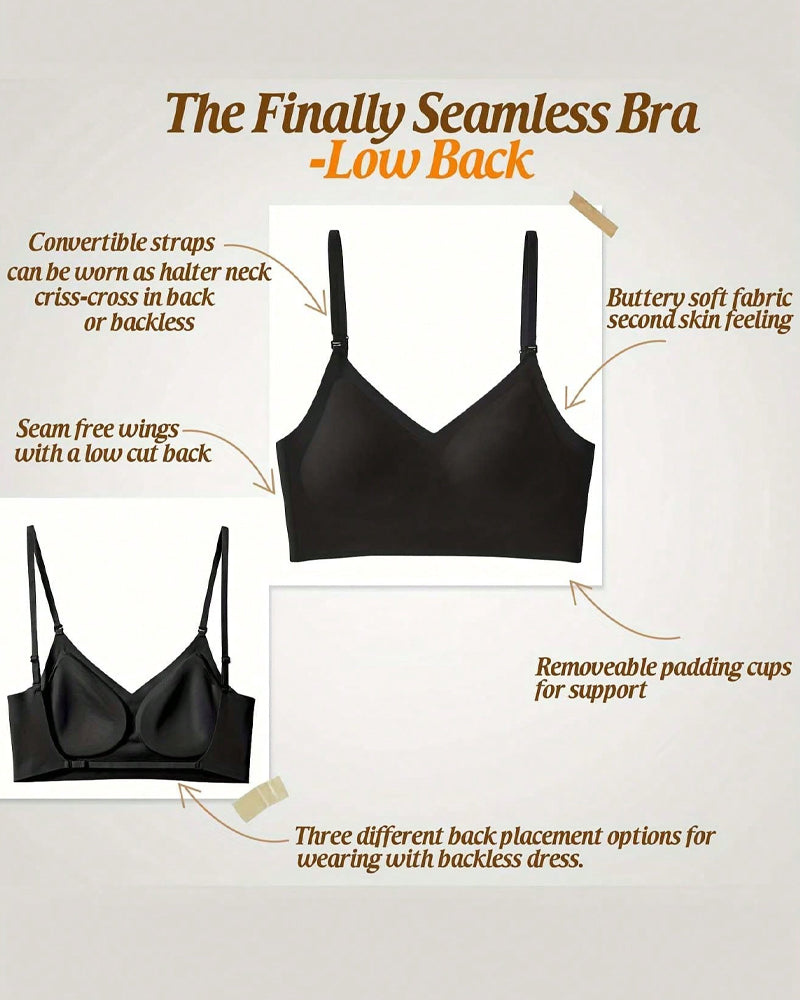 Sujetador Halter Lifting Sin Costuras de Espalda Baja para Mujeres, con Tirantes Spaghetti y Diseño Convertible