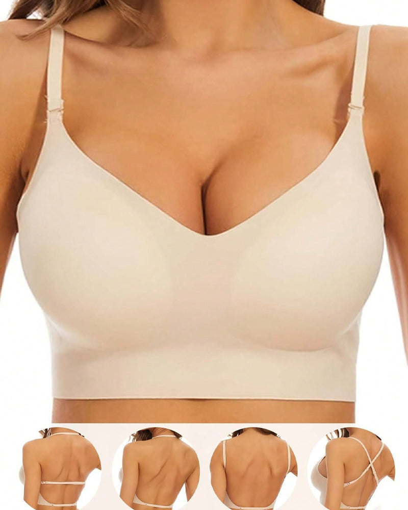 Sujetador Halter Lifting Sin Costuras de Espalda Baja para Mujeres, con Tirantes Spaghetti y Diseño Convertible