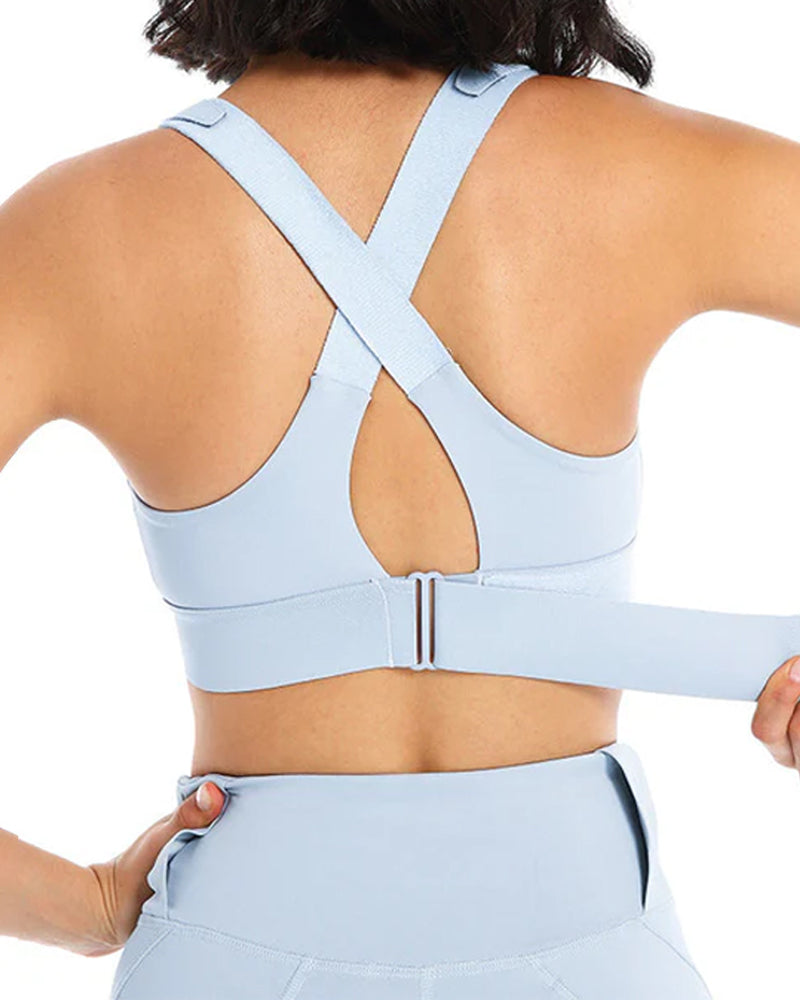 Sujetador Deportivo Corto para Mujer con Cierre Frontal, Alta Resistencia y Tirantes Ajustables en la Espalda