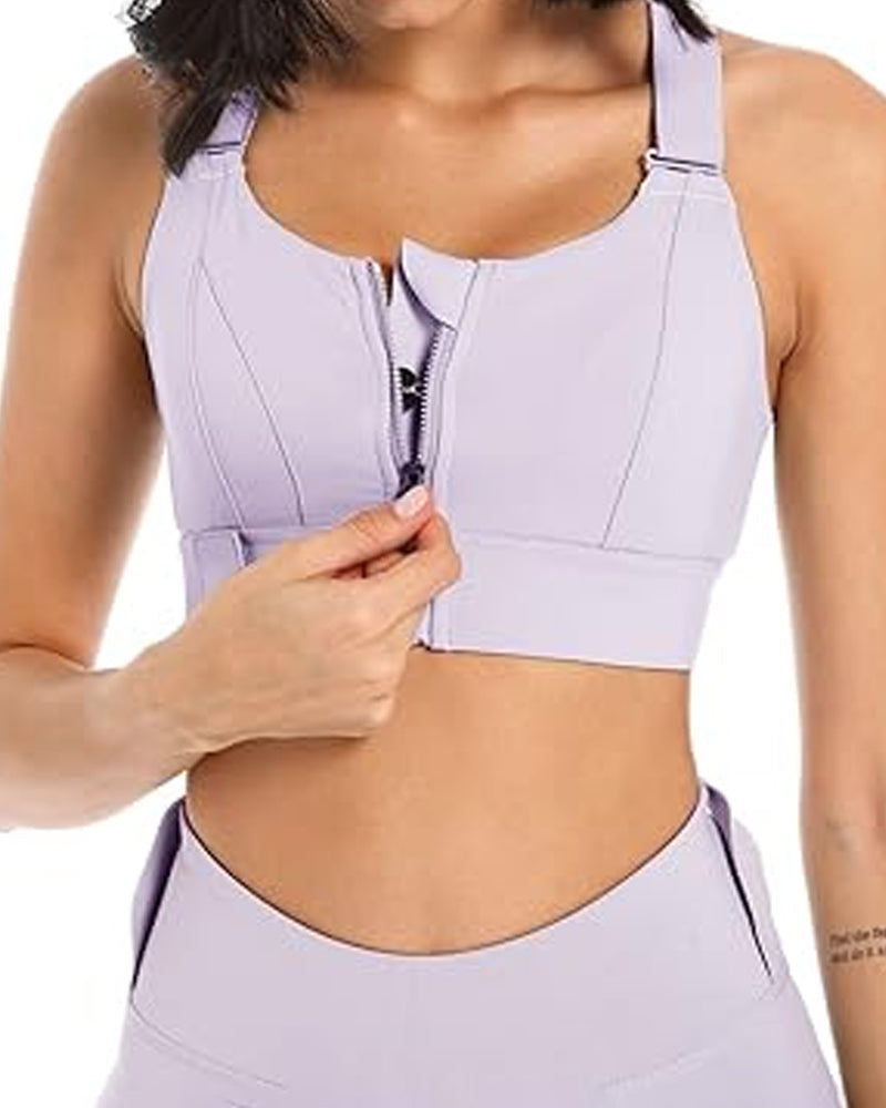 Sujetador Deportivo Corto para Mujer con Cierre Frontal, Alta Resistencia y Tirantes Ajustables en la Espalda
