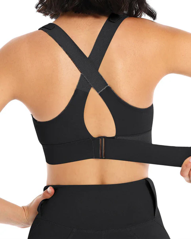 Sujetador Deportivo Corto para Mujer con Cierre Frontal, Alta Resistencia y Tirantes Ajustables en la Espalda