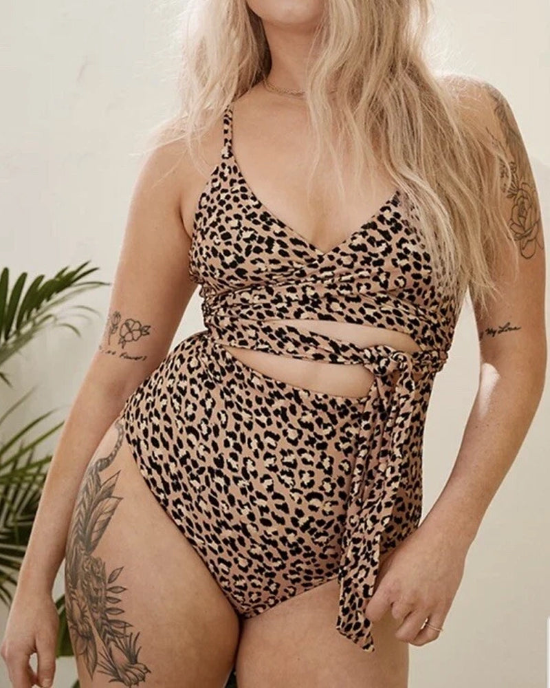 Bañador sexy de una pieza con escote en V y tirantes cruzados para mujer