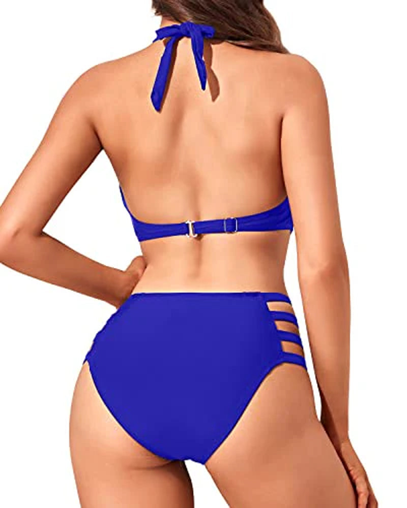 Sexy Traje de Baño de Una Pieza con Espalda Abierta y Cuello Redondo para Mujeres