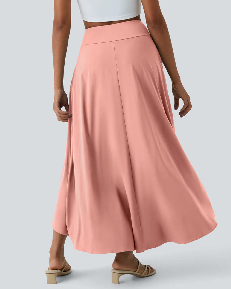 Falda Larga Elegante 2 en 1 con Cintura Alta y Volantes Irregulares de Secado Rápido para Vacaciones en la Playa