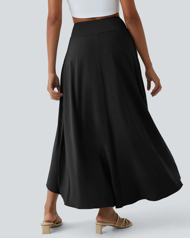 Falda Larga Elegante 2 en 1 con Cintura Alta y Volantes Irregulares de Secado Rápido para Vacaciones en la Playa