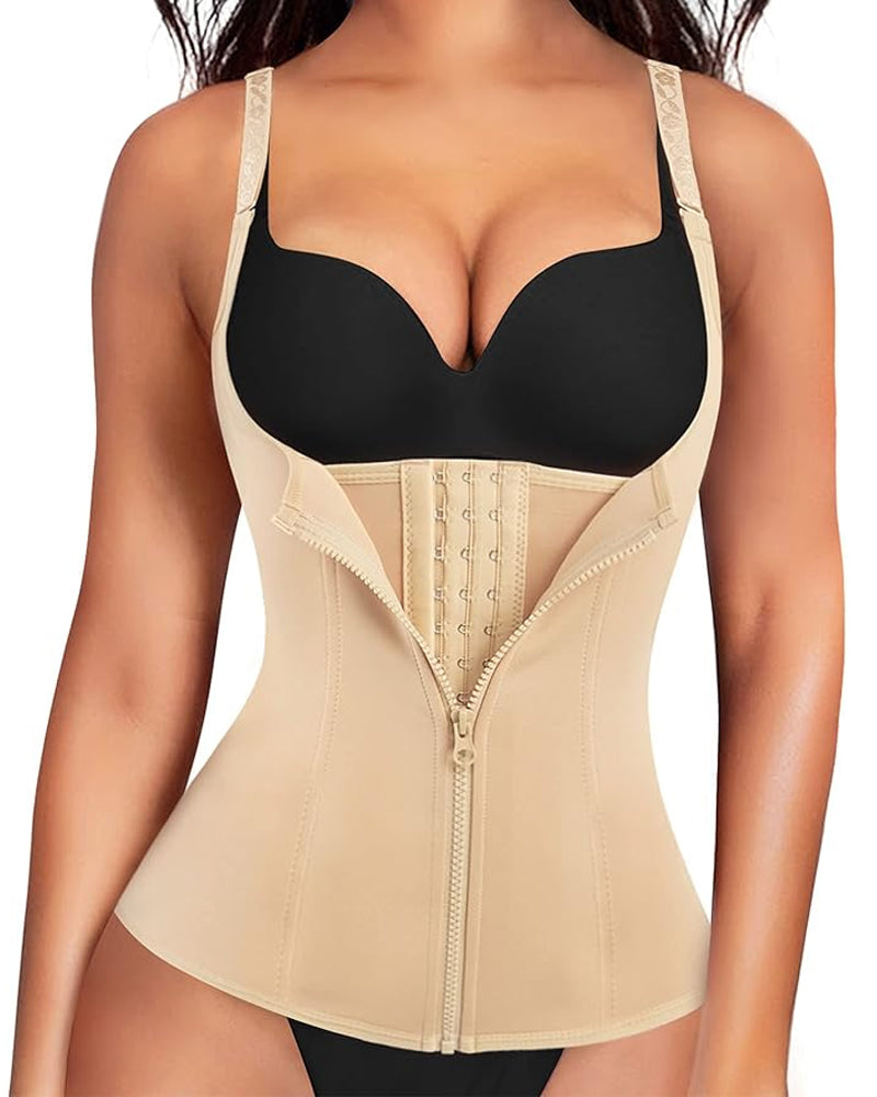 Faja Ajustable para Mujeres con Tirantes, Diseño Elegante, Botón y Cierre de Cremallera para Cintura y Abdomen