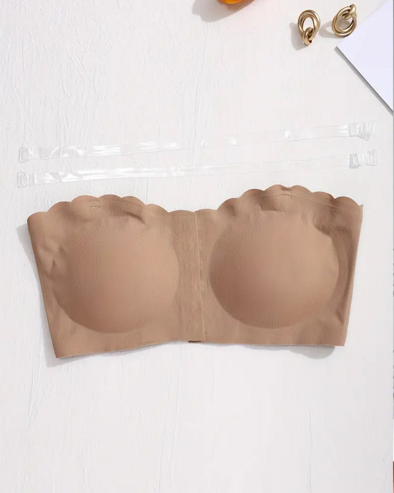 Sostén sin costuras y sin tirantes con cierre frontal y efecto push-up para mujer