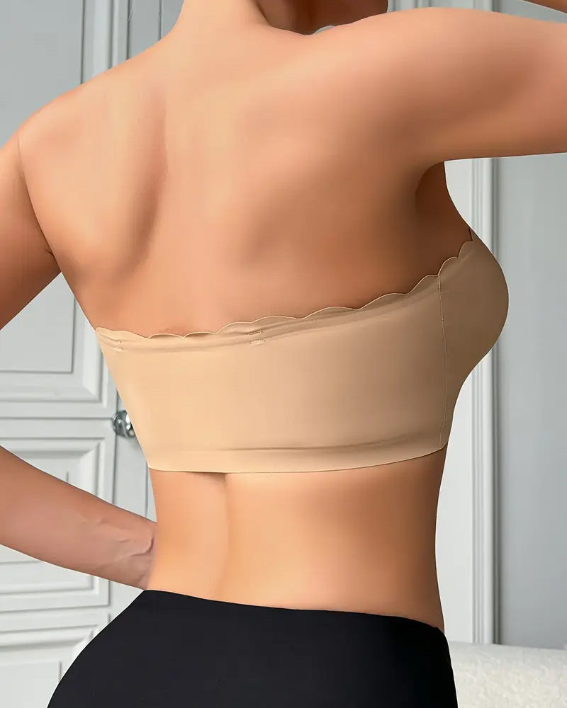 Sostén sin costuras y sin tirantes con cierre frontal y efecto push-up para mujer