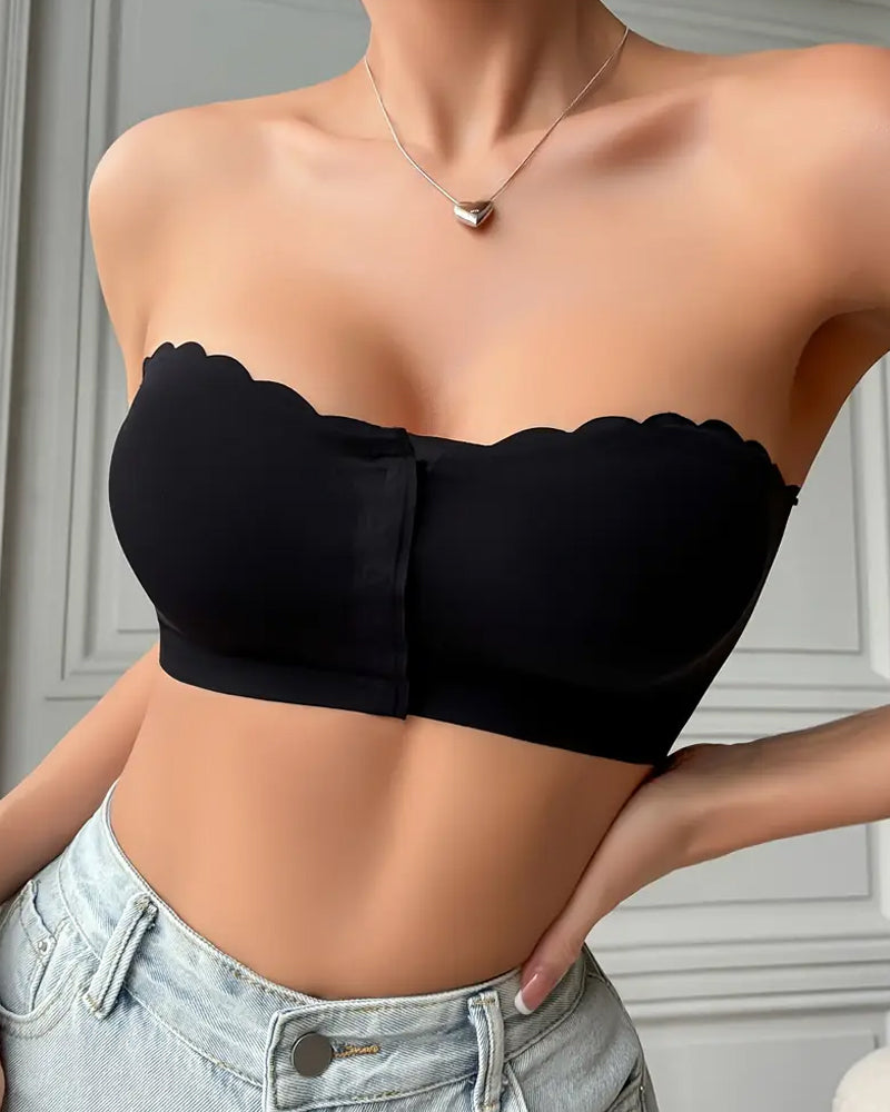 Sostén sin costuras y sin tirantes con cierre frontal y efecto push-up para mujer