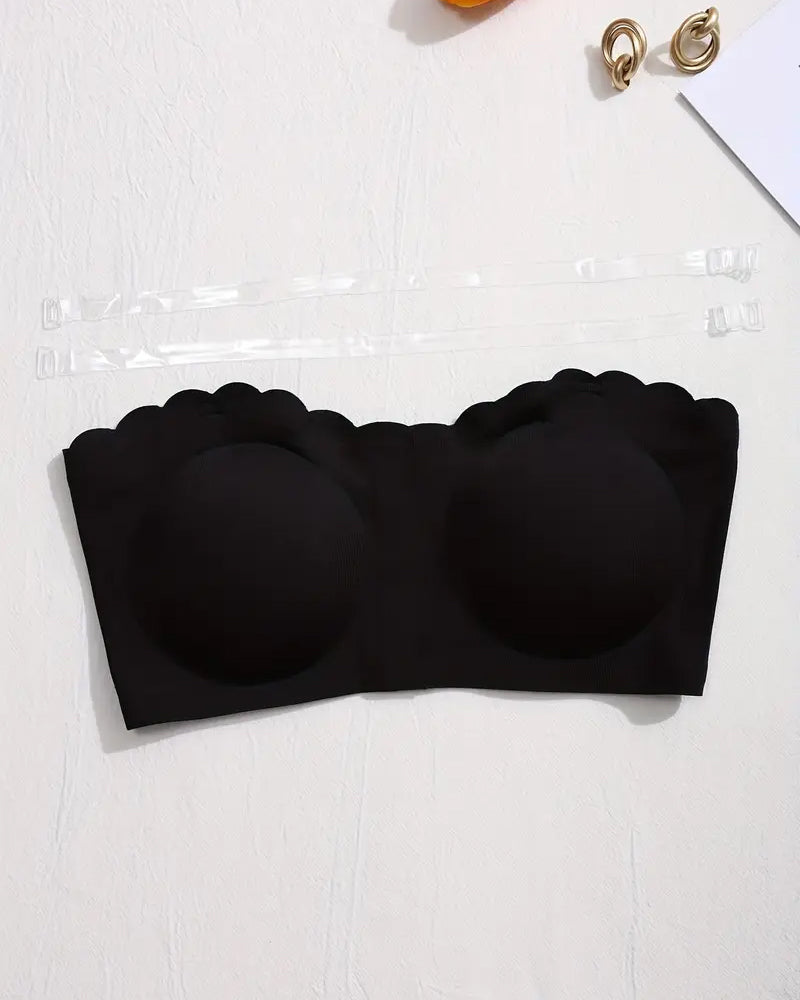 Sostén sin costuras y sin tirantes con cierre frontal y efecto push-up para mujer