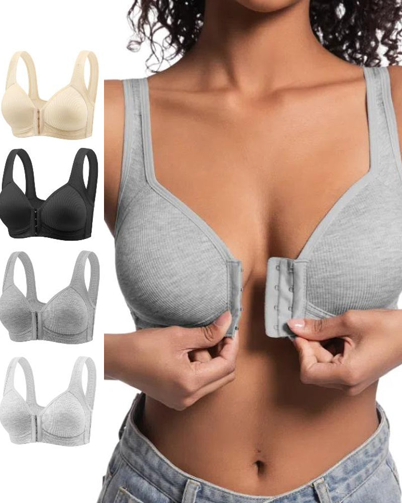 Set de 3 Sujetadores Push-Up Sin Costuras con Cierre Frontal Ajustable