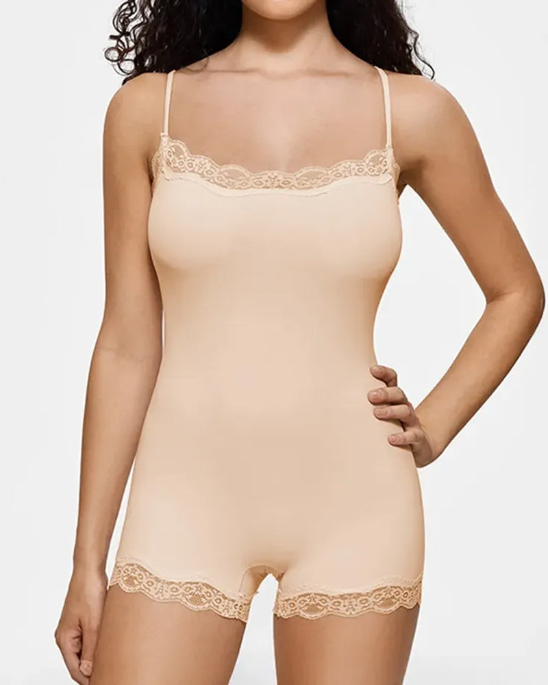 Mono Sin Costuras de Encaje con Tirantes de Espagueti para Mujeres - Estilo Sexy