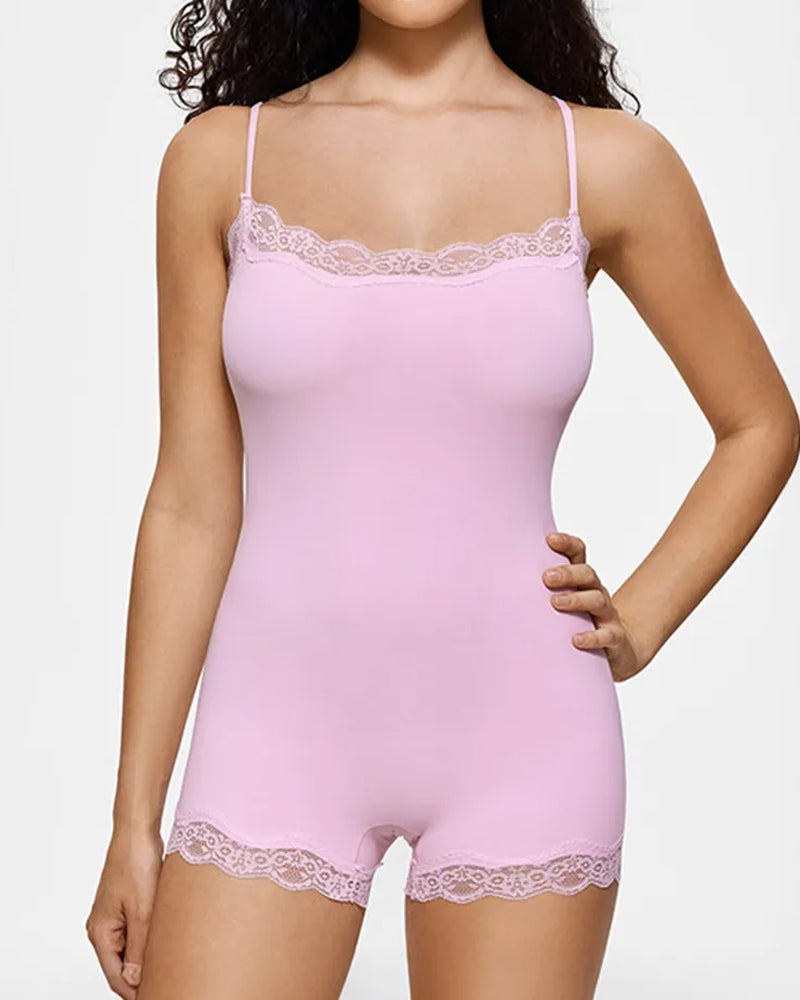 Mono Sin Costuras de Encaje con Tirantes de Espagueti para Mujeres - Estilo Sexy