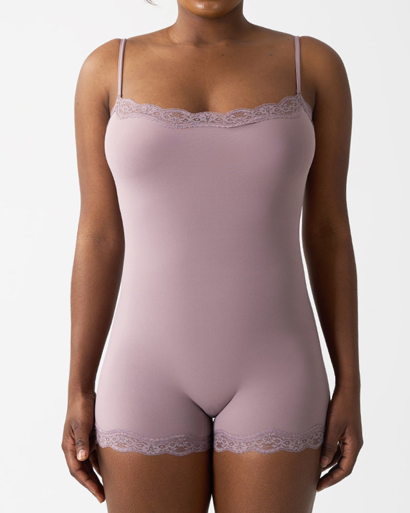 Mono Sin Costuras de Encaje con Tirantes de Espagueti para Mujeres - Estilo Sexy