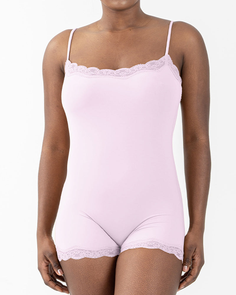 Mono Sin Costuras de Encaje con Tirantes de Espagueti para Mujeres - Estilo Sexy