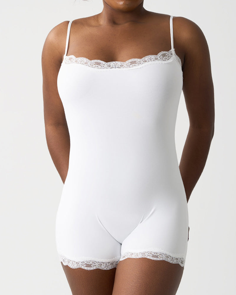 Mono Sin Costuras de Encaje con Tirantes de Espagueti para Mujeres - Estilo Sexy
