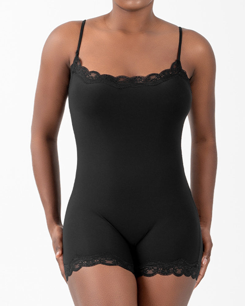 Mono Sin Costuras de Encaje con Tirantes de Espagueti para Mujeres - Estilo Sexy