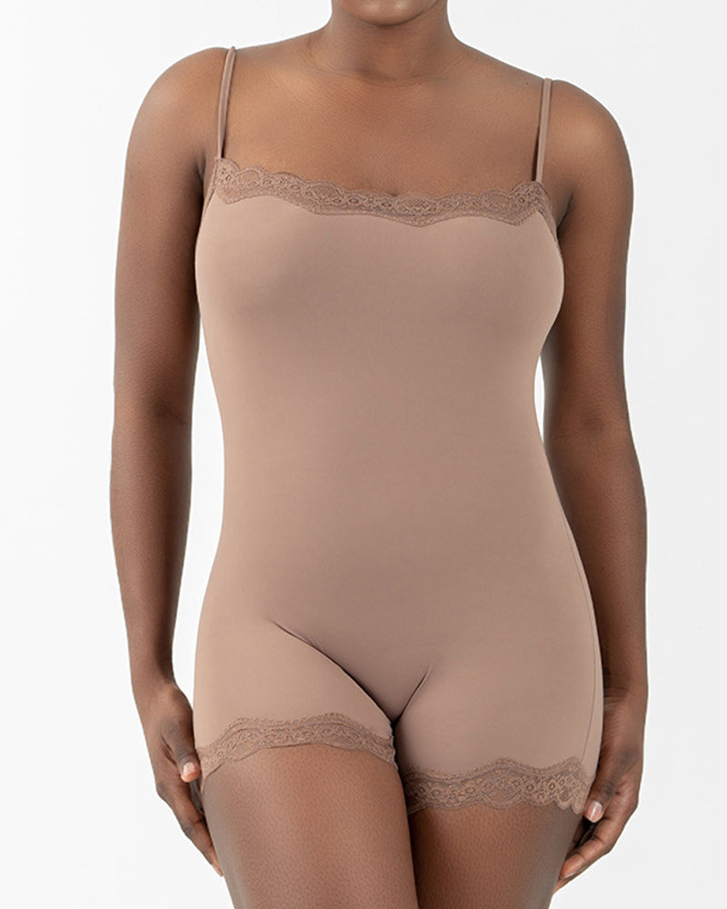 Mono Sin Costuras de Encaje con Tirantes de Espagueti para Mujeres - Estilo Sexy