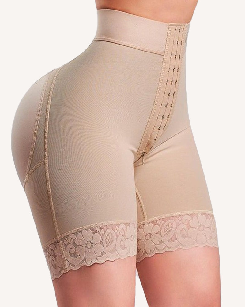 Shorts moldeadores de talle alto con control abdominal y elevación de caderas, con cremallera en la entrepierna