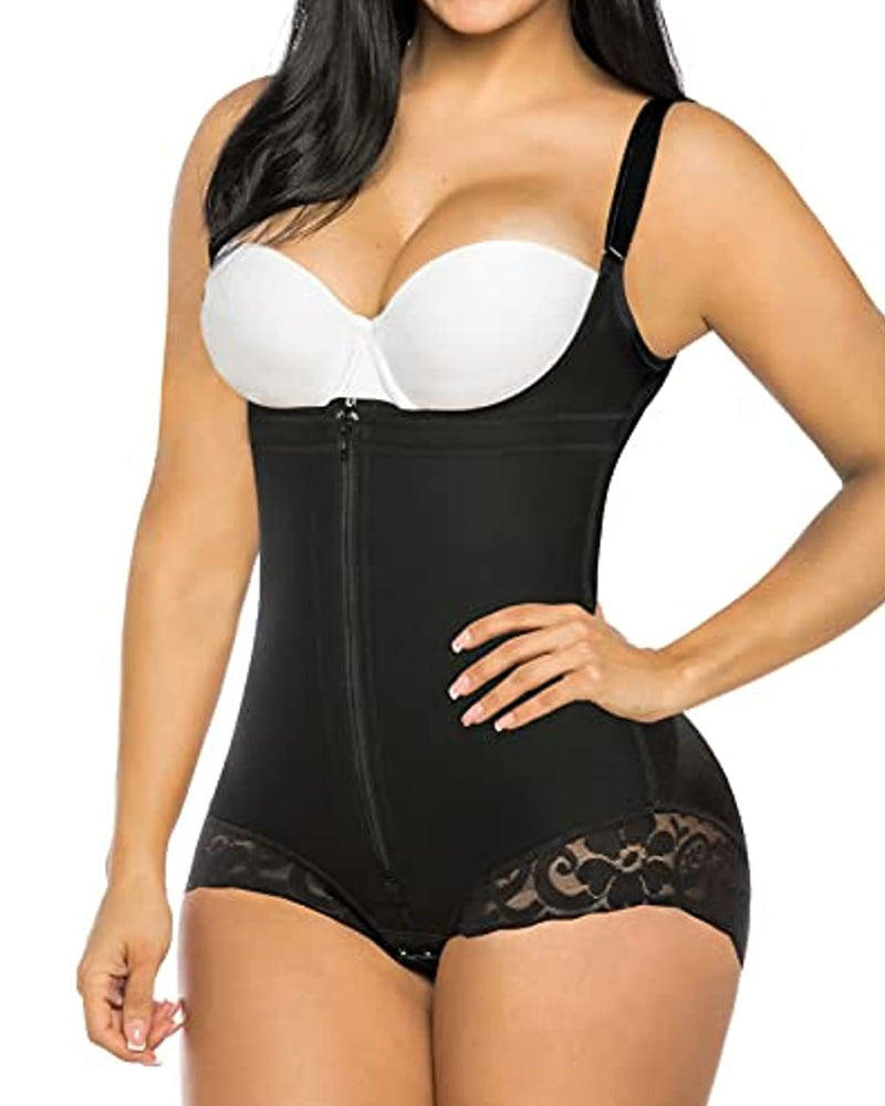 Fajas Colombianas para Control de Abdomen Femeninas - Body Shaper con Cremallera y Escote Abierto