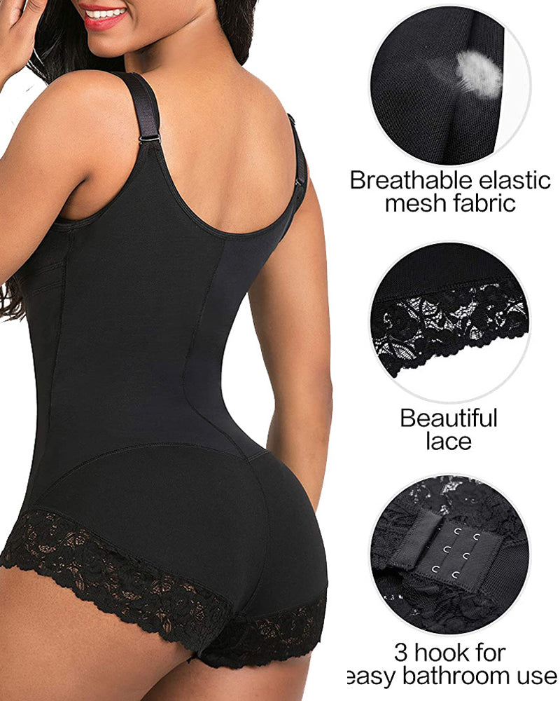 Fajas Colombianas para Control de Abdomen Femeninas - Body Shaper con Cremallera y Escote Abierto