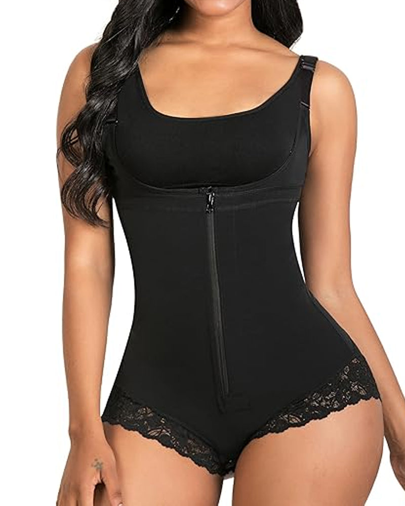 Fajas Colombianas para Control de Abdomen Femeninas - Body Shaper con Cremallera y Escote Abierto