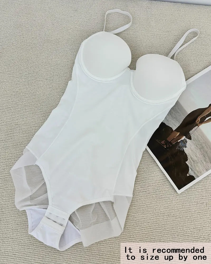 Top sin mangas para mujer con control abdominal y detalles de encaje en la cadera
