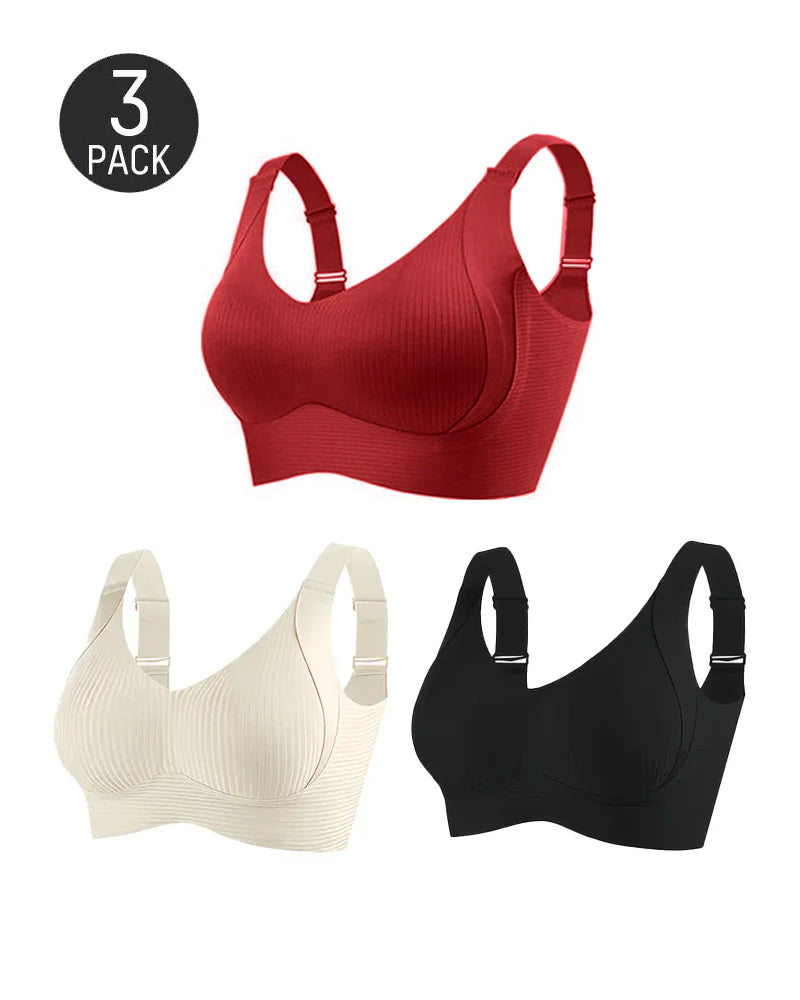 Sostén inalámbrico ajustable de cuatro filas en color sólido para mujer