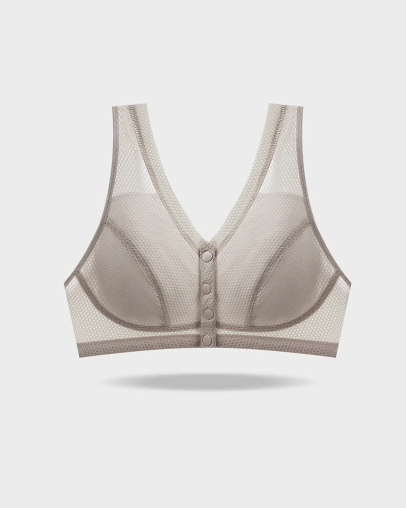 Brassiere sin aros con cierre frontal, cómodo y transpirable para mujer