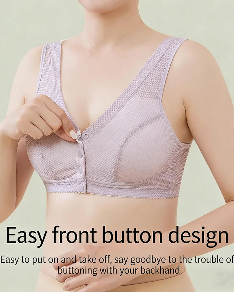 Brassiere sin aros con cierre frontal, cómodo y transpirable para mujer