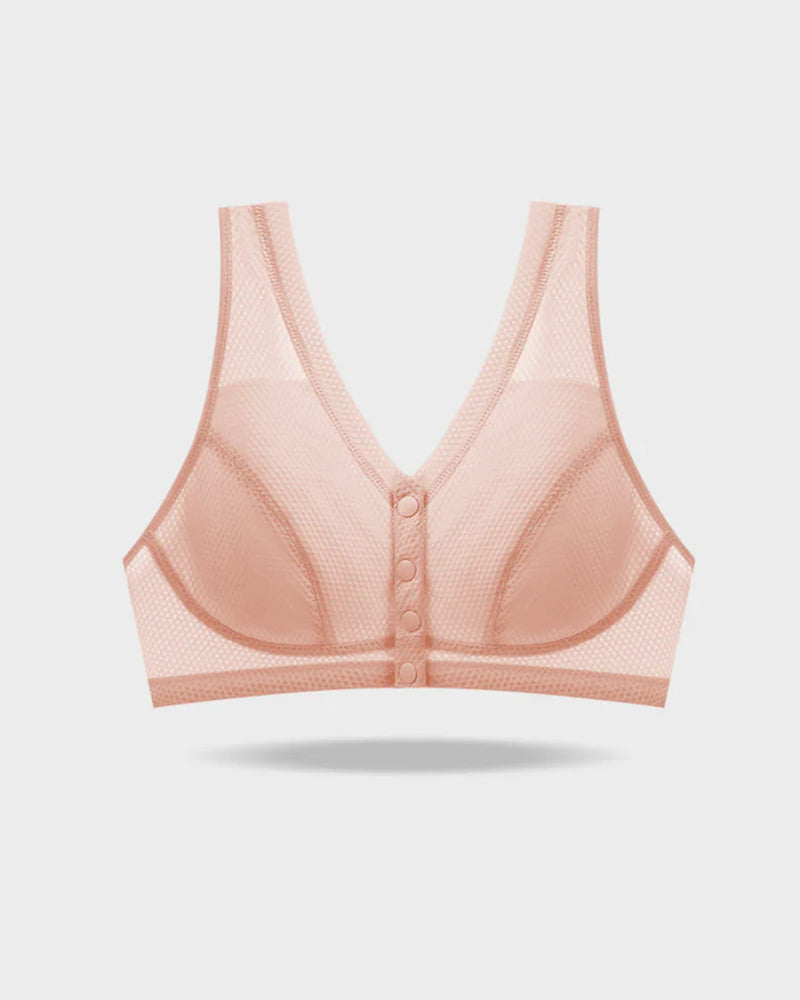 Brassiere sin aros con cierre frontal, cómodo y transpirable para mujer