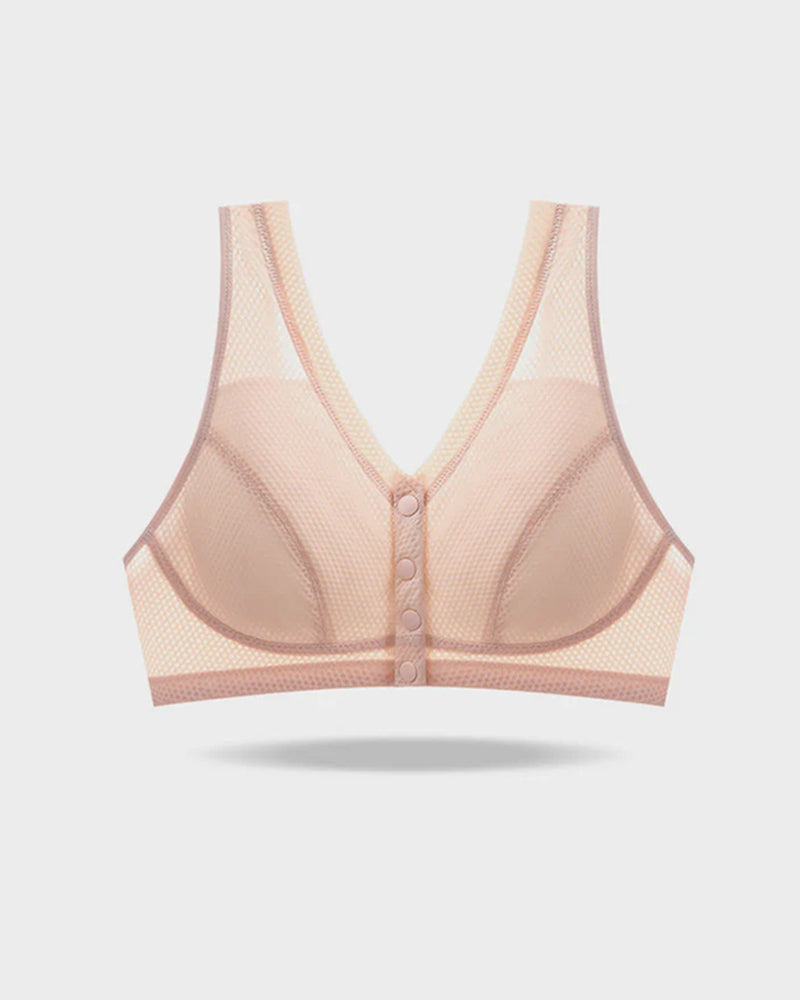 Brassiere sin aros con cierre frontal, cómodo y transpirable para mujer