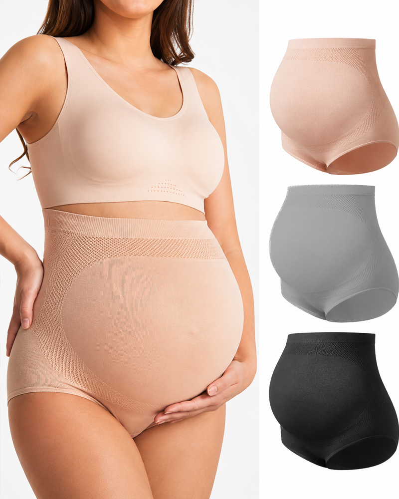 Paquete de 3 bragas altas sin costuras para maternidad, con suave soporte para el vientre