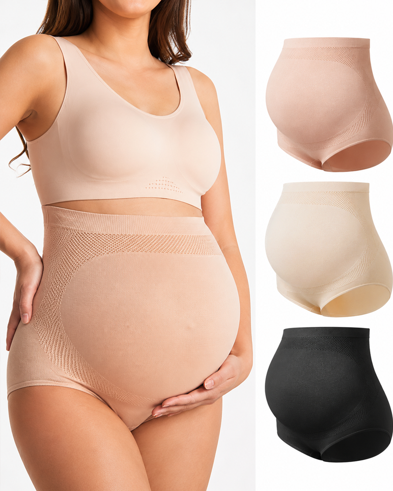 Paquete de 3 bragas altas sin costuras para maternidad, con suave soporte para el vientre