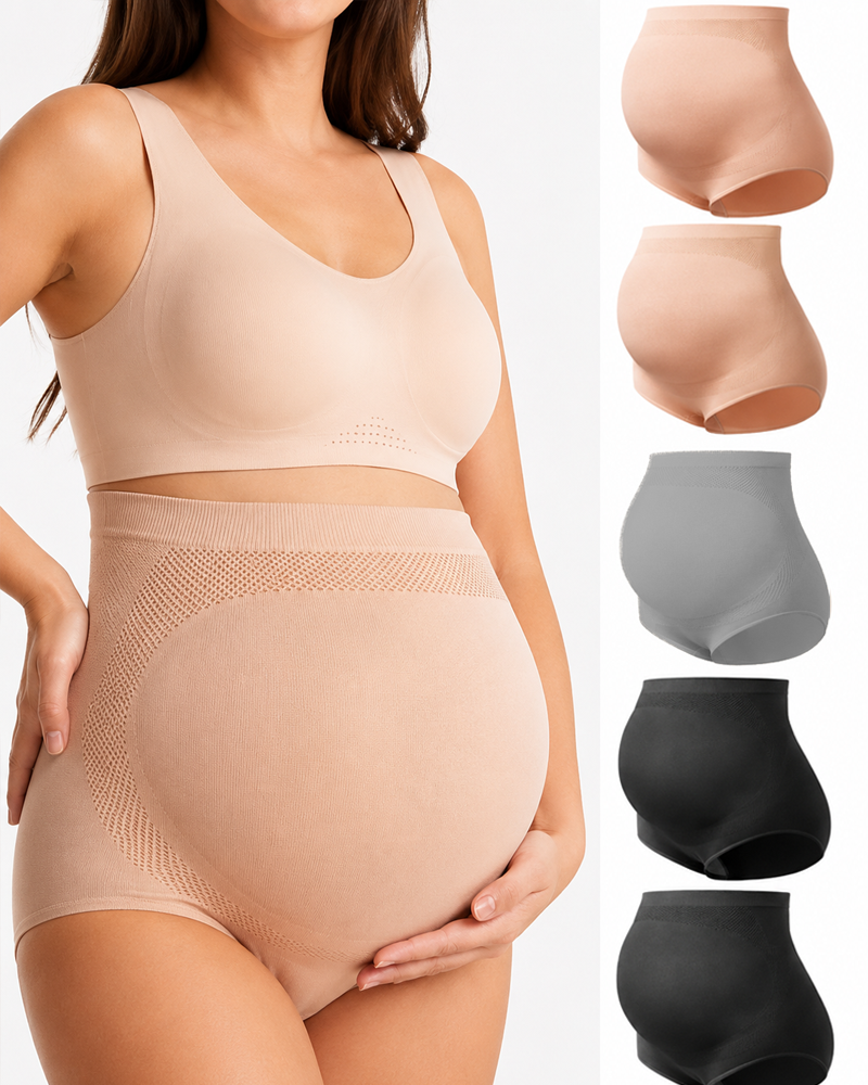 Paquete de 3 bragas altas sin costuras para maternidad, con suave soporte para el vientre