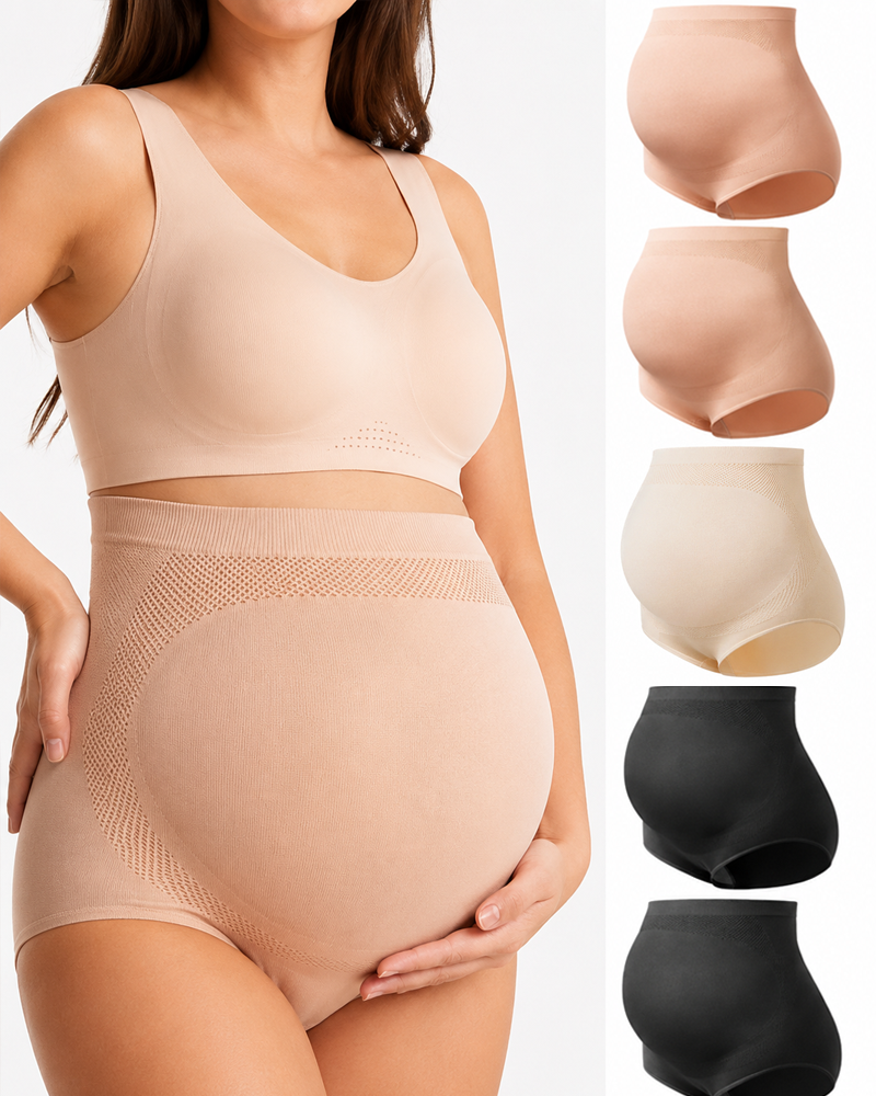 Paquete de 3 bragas altas sin costuras para maternidad, con suave soporte para el vientre