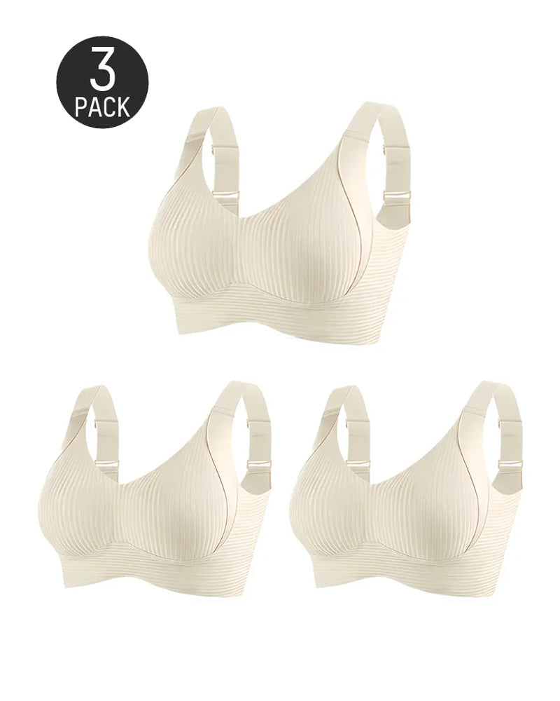 Sostén inalámbrico ajustable de cuatro filas en color sólido para mujer