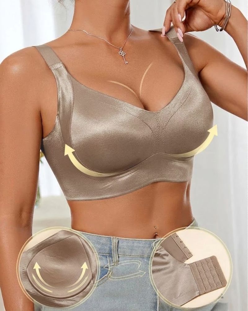 Sostén ajustable para mujer sin alambres, en color sólido, sin costuras, con efecto push-up y transpirable