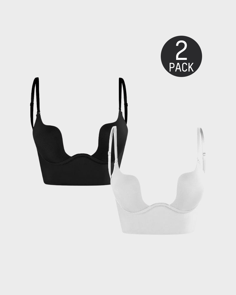 [Pack de 2] Sujetador de Espalda Baja con Escote Invisible - Negro y Blanco