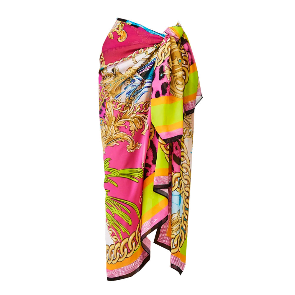 Conjunto de Baño de Una Pieza con Estampado de Concha y Sarong/Falda