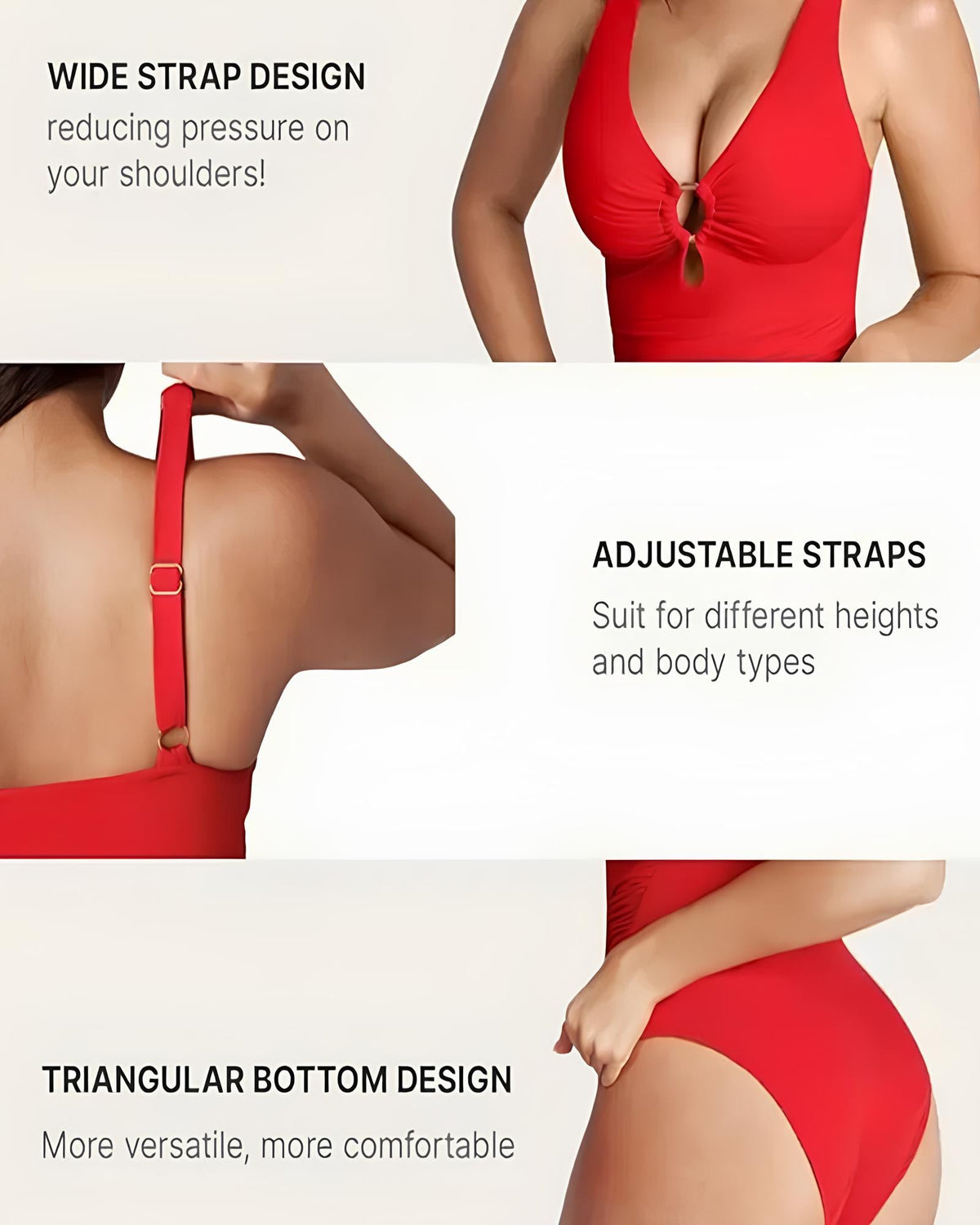 Bañador de Una Pieza con Control Abdomen y Escote en V Profundo - Color Sólido